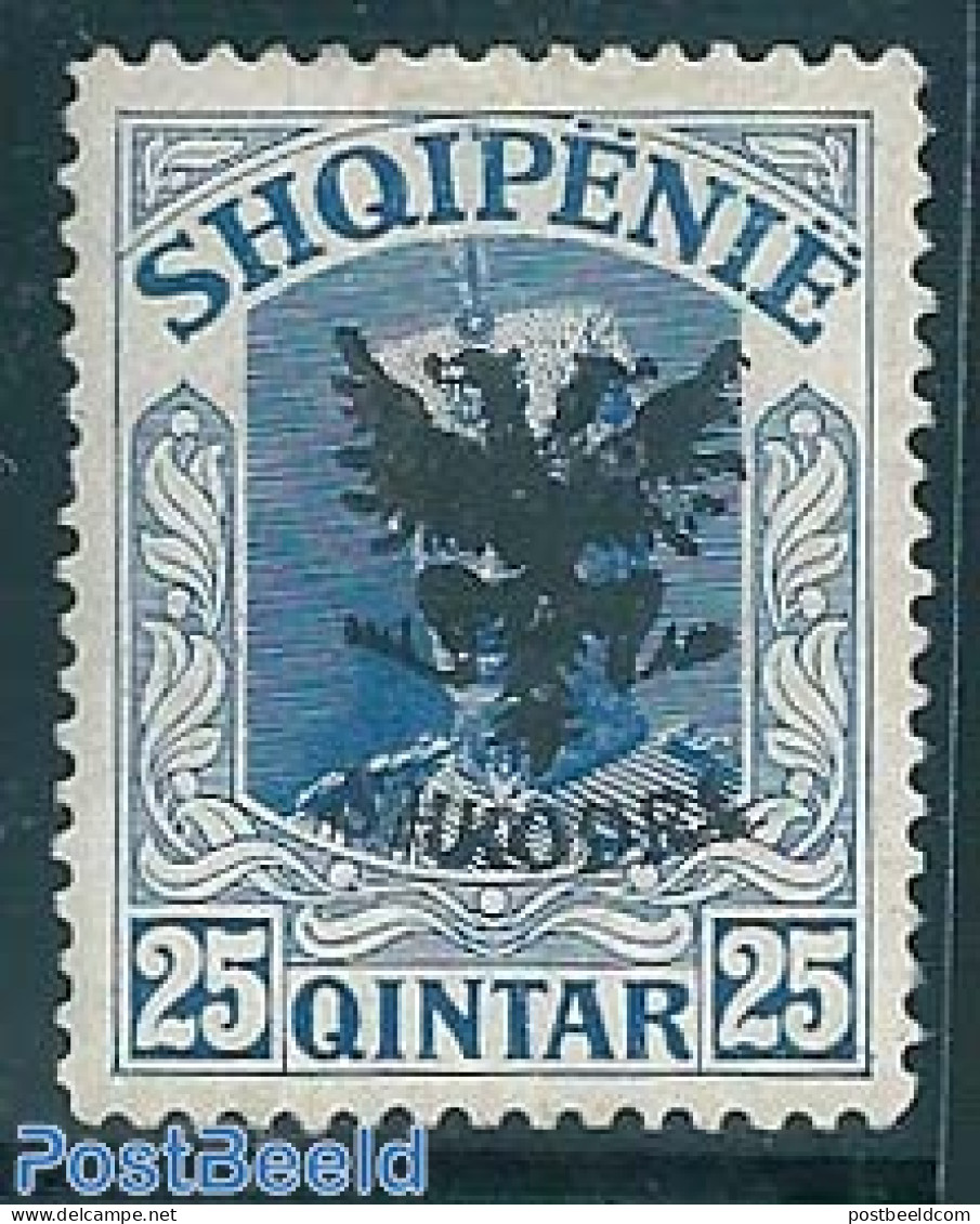 Albania 1920 Definitive 25q, Overprinted 1v, Unused Hinged, Unused (hinged) - Albanien