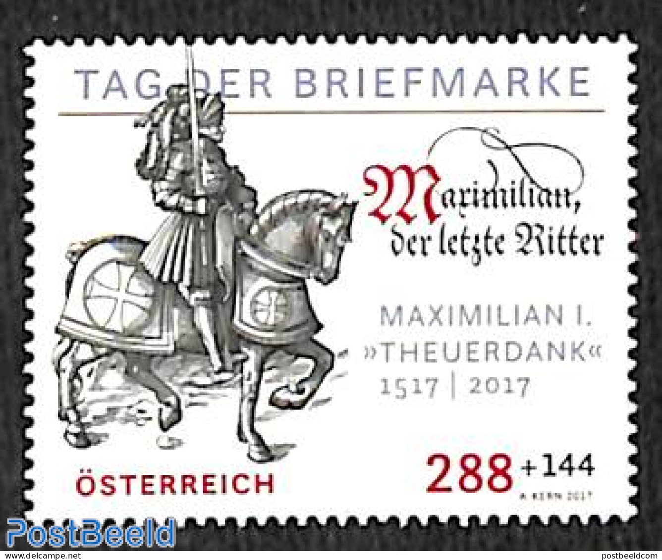 Austria 2017 Stamp Day 1v, Mint NH, History - Nature - Knights - Horses - Post - Stamp Day - Neufs