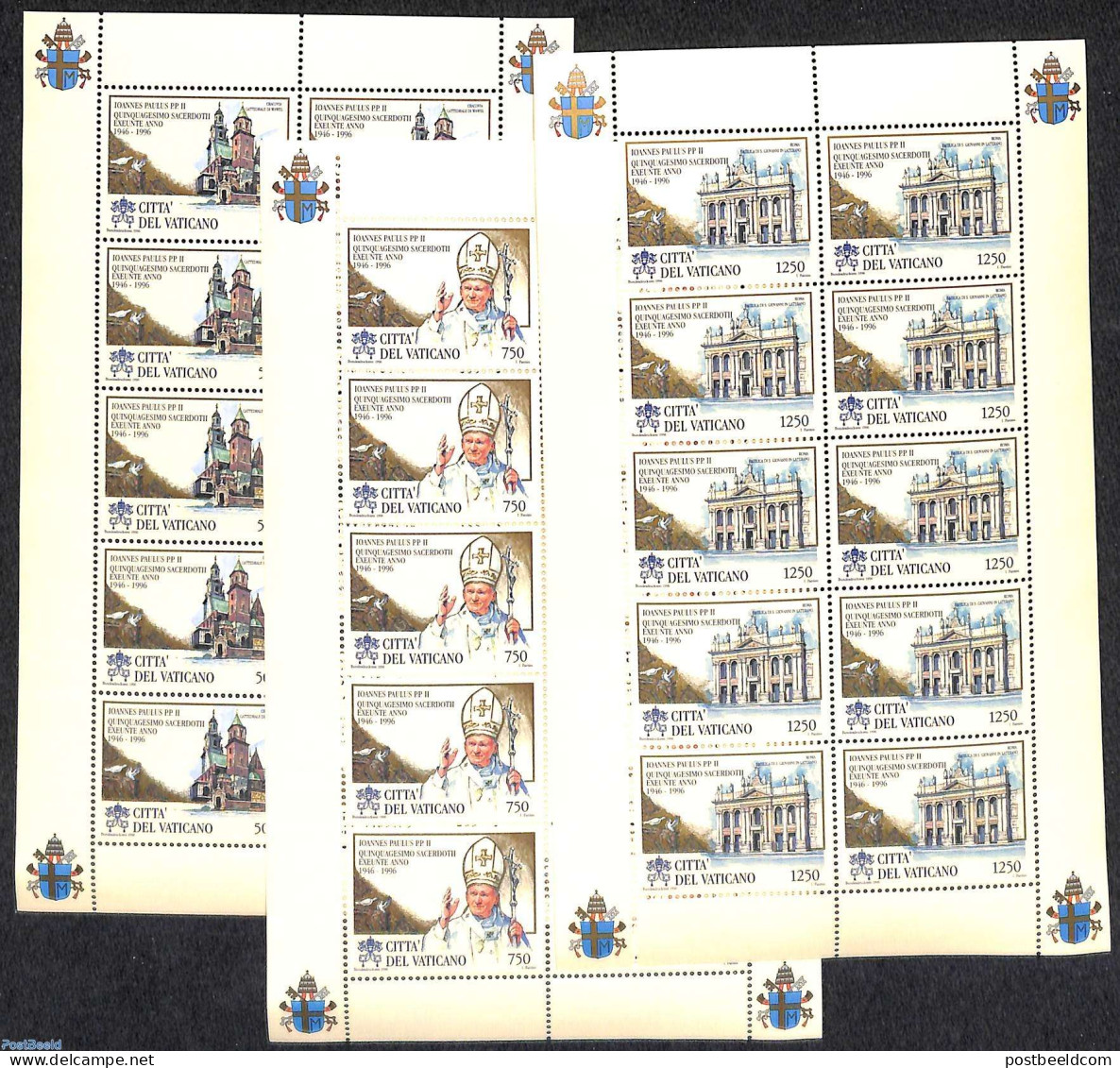 Vatican 1996 Pope John Paul II, 3 M/ss, Mint NH - Unused Stamps