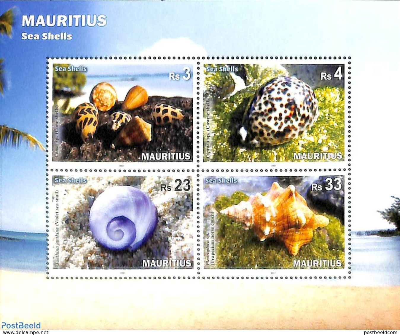 Mauritius 2017 Shells 4v M/s, Mint NH, Nature - Shells & Crustaceans - Marine Life