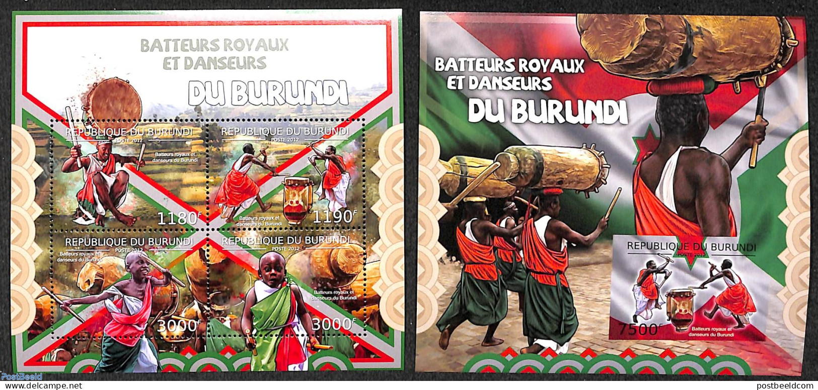 Burundi 2012 Royal Fighters And Dancers 2 S/s, Imperforated, Mint NH, Performance Art - Various - Dance & Ballet - Fol.. - Danza