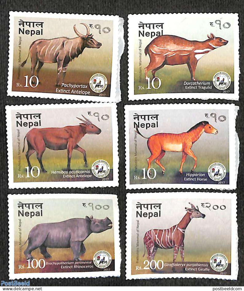 Nepal 2017 Prehistoric Mammals Of Nepal 6v S-a, Mint NH, Nature - Animals (others & Mixed) - Prehistoric Animals - Prehistorics