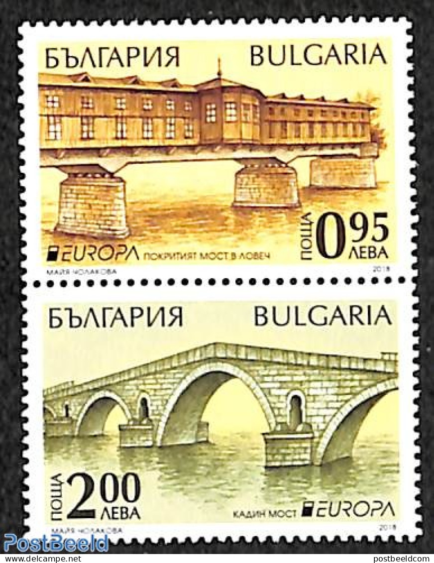 Bulgaria 2018 Europa, Bridges 2v [:], Mint NH, History - Europa (cept) - Art - Bridges And Tunnels - Nuevos