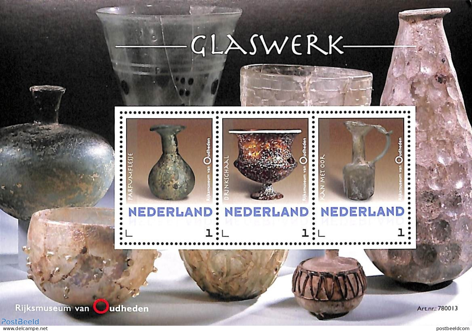Netherlands - Personal Stamps TNT/PNL 2018 Glass Art 3v M/s, Mint NH, Art - Art & Antique Objects - Museums - Museen