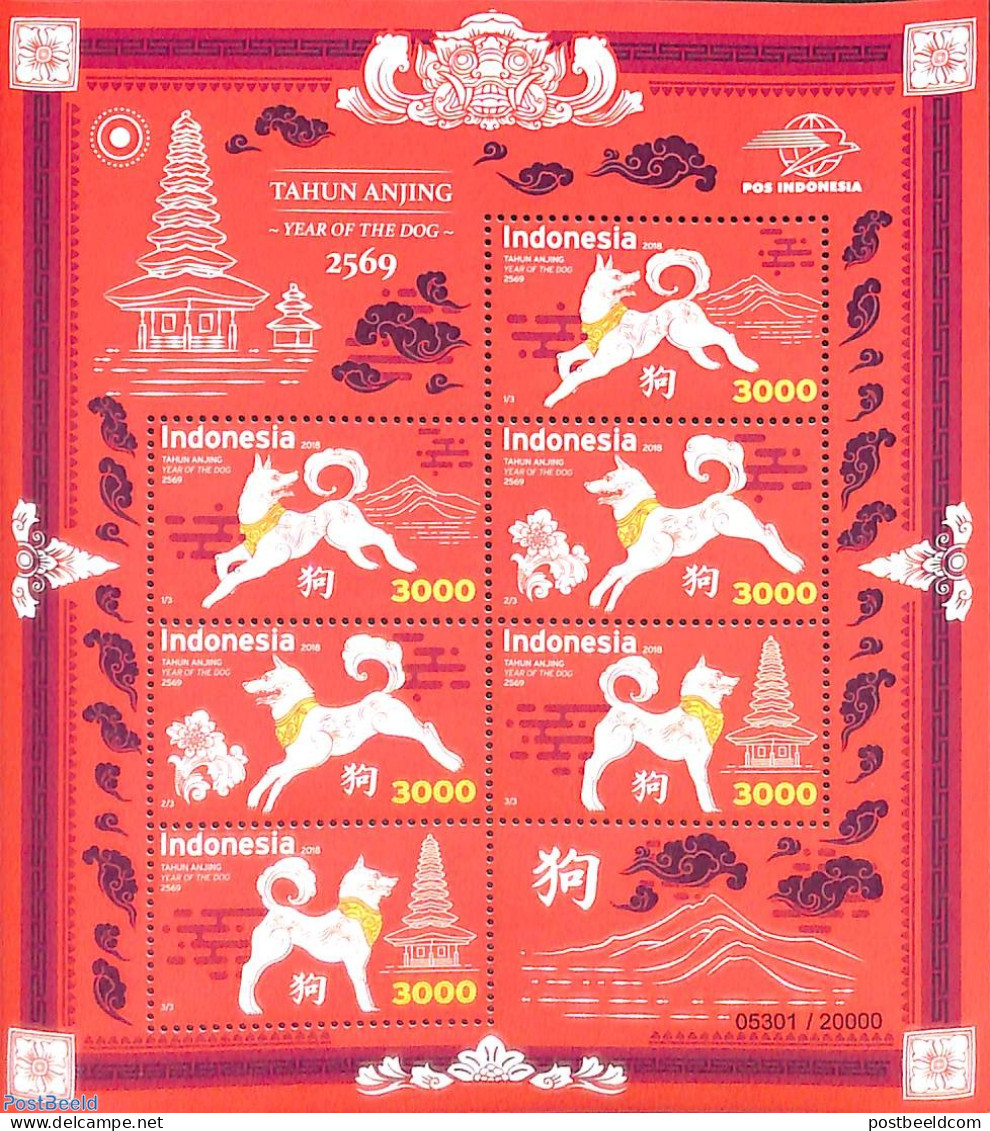 Indonesia 2018 Year Of The Dog M/s , Mint NH, Nature - Various - Dogs - New Year - New Year