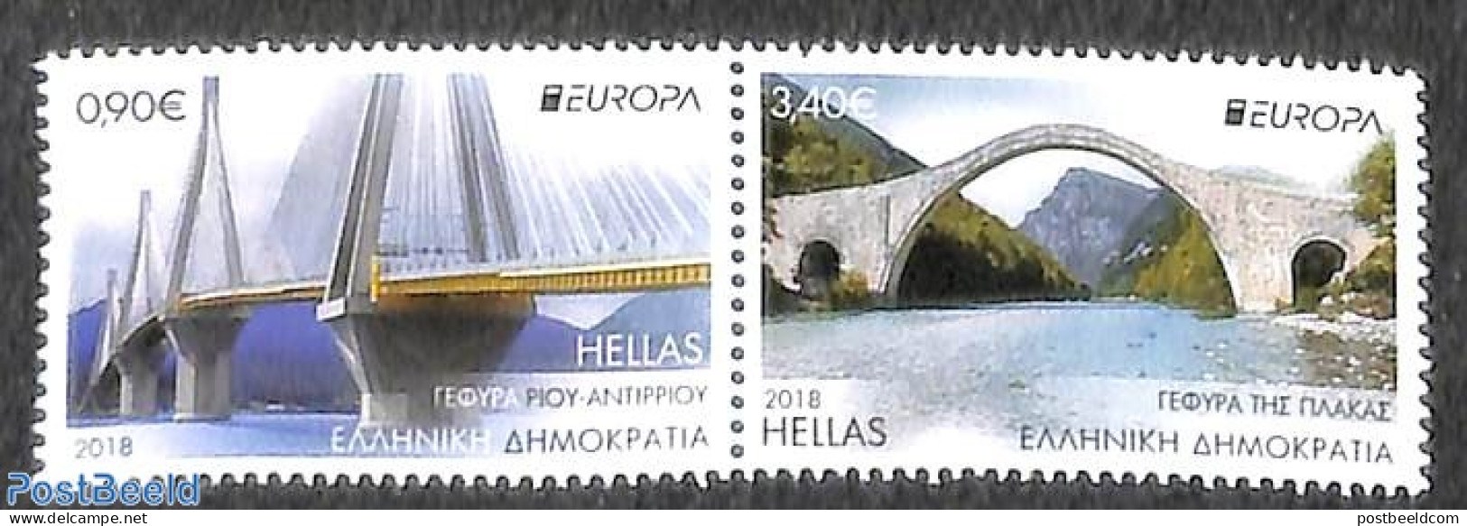 Greece 2018 Europa, Bridges 2v [:], Mint NH, History - Europa (cept) - Art - Bridges And Tunnels - Ungebraucht