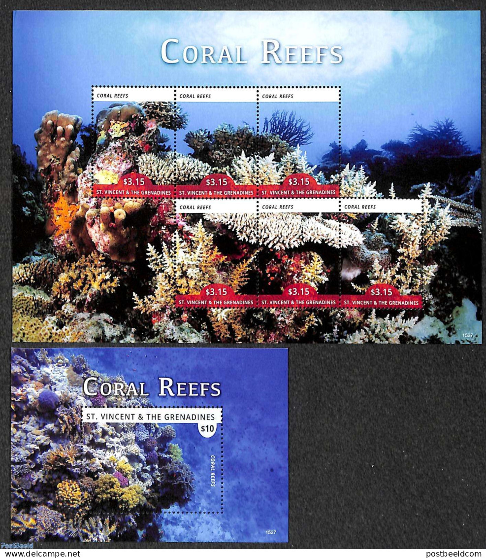 Saint Vincent 2015 Coral Reefs 2 S/s, Mint NH, Nature - St.Vincent (1979-...)