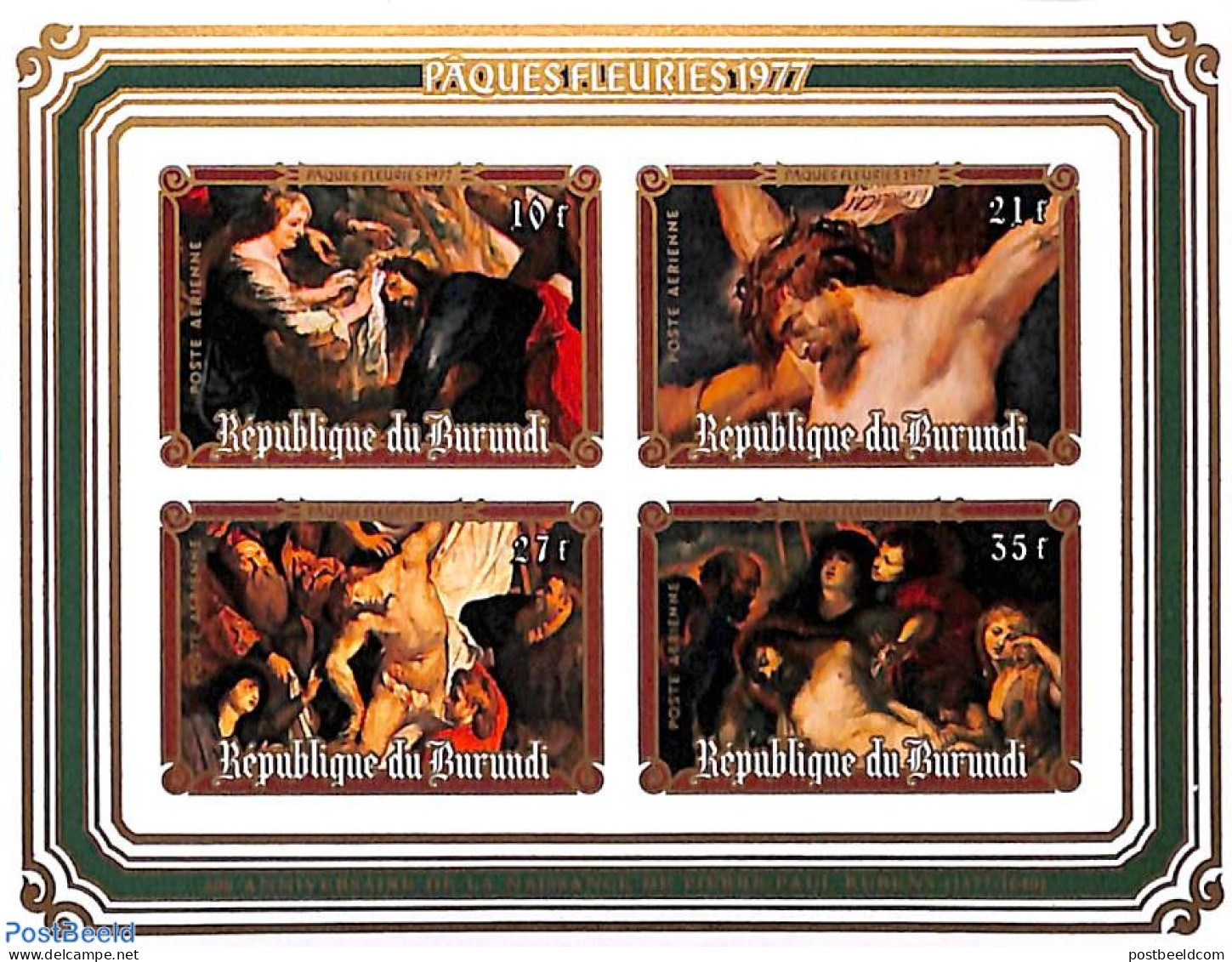 Burundi 1977 Easter S/s, Imperforated, Mint NH, Religion - Religion - Art - Paintings - Sonstige & Ohne Zuordnung