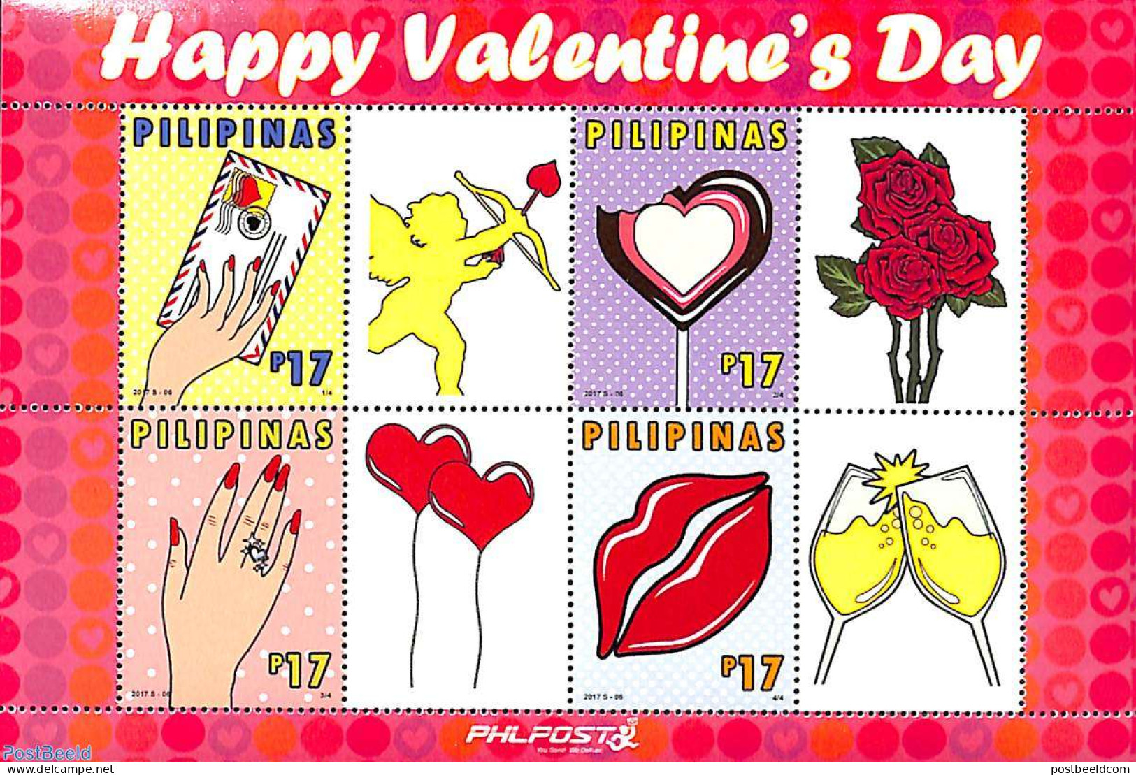 Philippines 2017 Valentine Day 4v+tabs M/s, Mint NH, Various - St. Valentine's Day - Filipinas