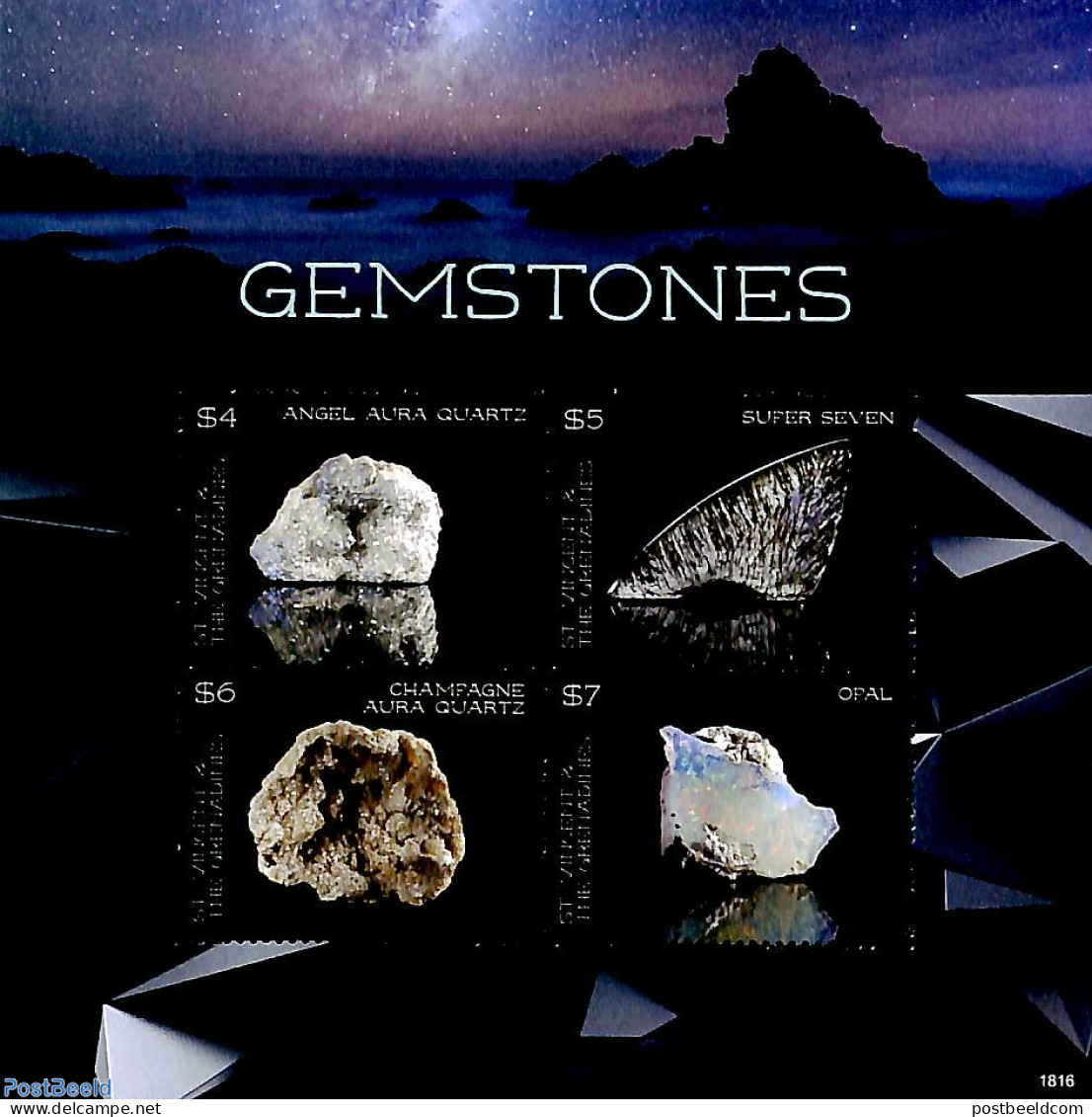 Saint Vincent 2018 Gemstones 4v M/s, Mint NH, History - Geology - St.Vincent (1979-...)