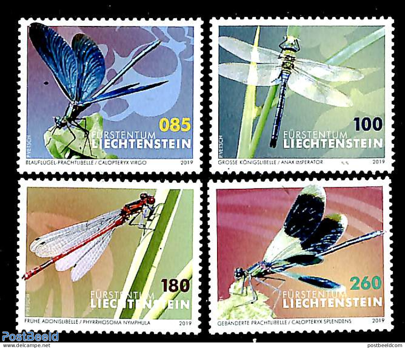 Liechtenstein 2019 Dragonflies 4v S-a, Mint NH, Nature - Insects - Unused Stamps