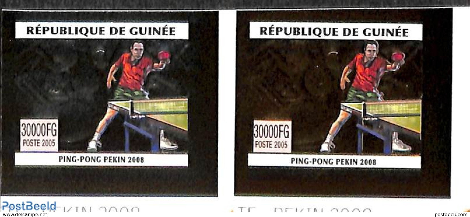 Guinea, Republic 2005 Olympic Games, Table Tennis 2v Imperforated (silver/gold), Mint NH, Sport - Olympic Games - Tabl.. - Tennis De Table