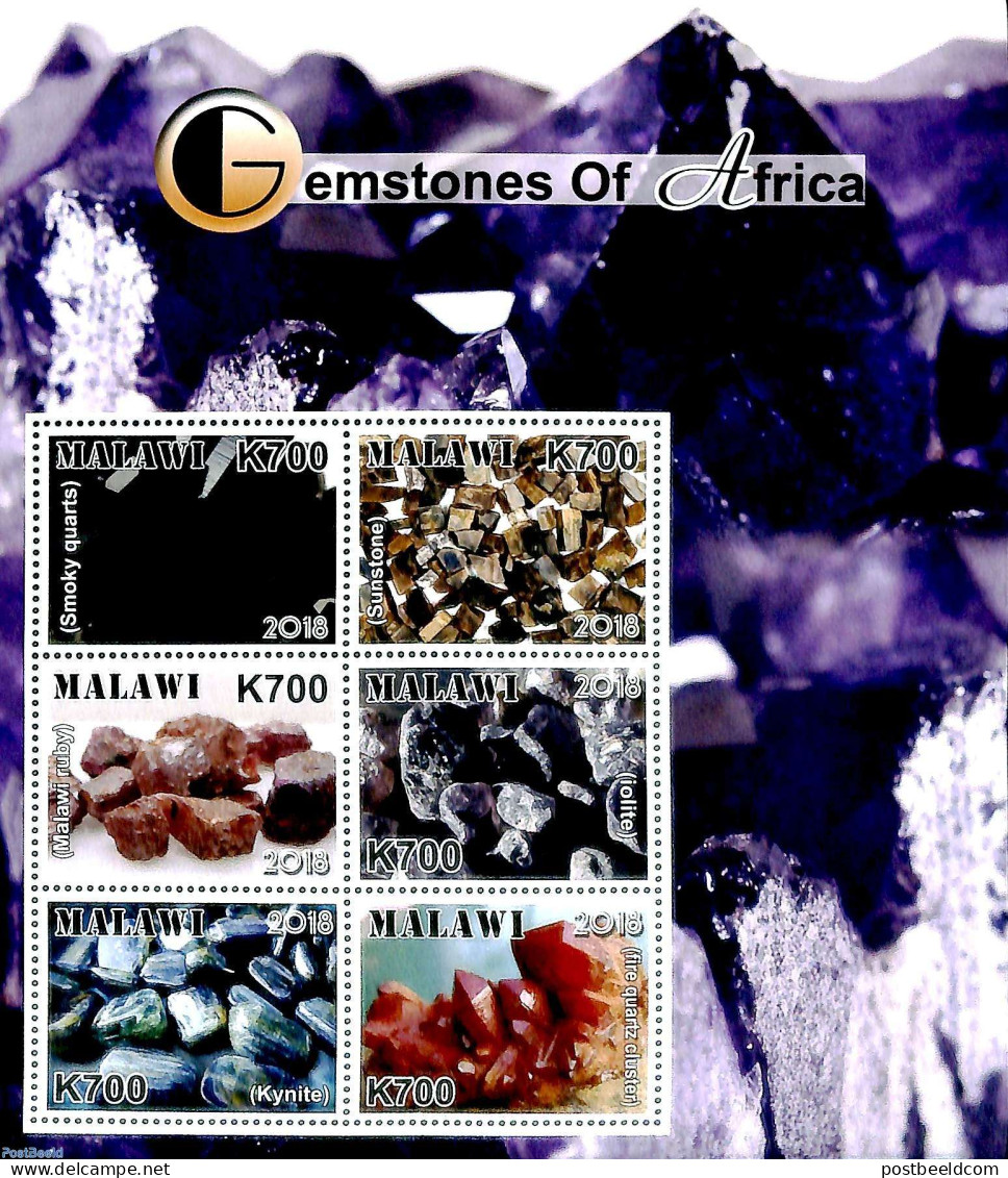 Malawi 2018 Minerals 6v M/s, Mint NH, History - Geology - Malawi (1964-...)
