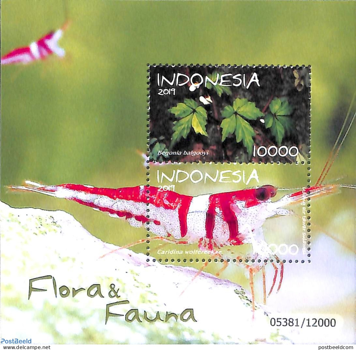 Indonesia 2019 Flora & Fauna S/s, Mint NH, Nature - Animals (others & Mixed) - Flowers & Plants - Indonesia