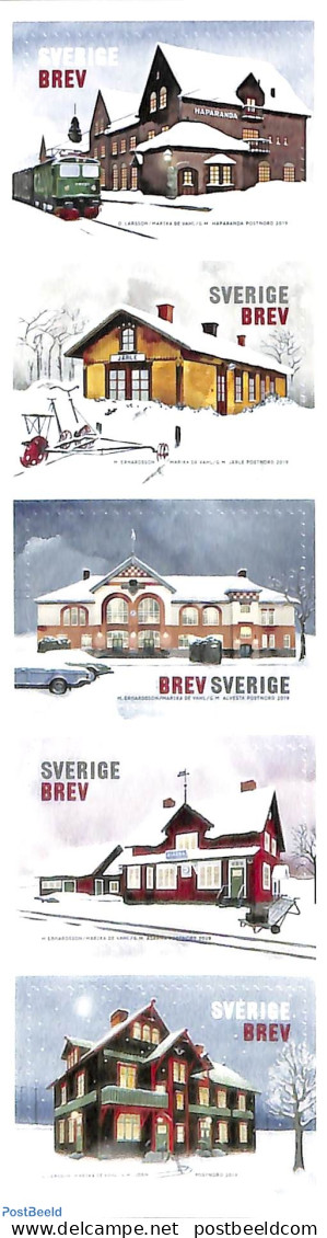 Sweden 2019 Railway Stations 5v S-a, Mint NH, Transport - Automobiles - Railways - Unused Stamps