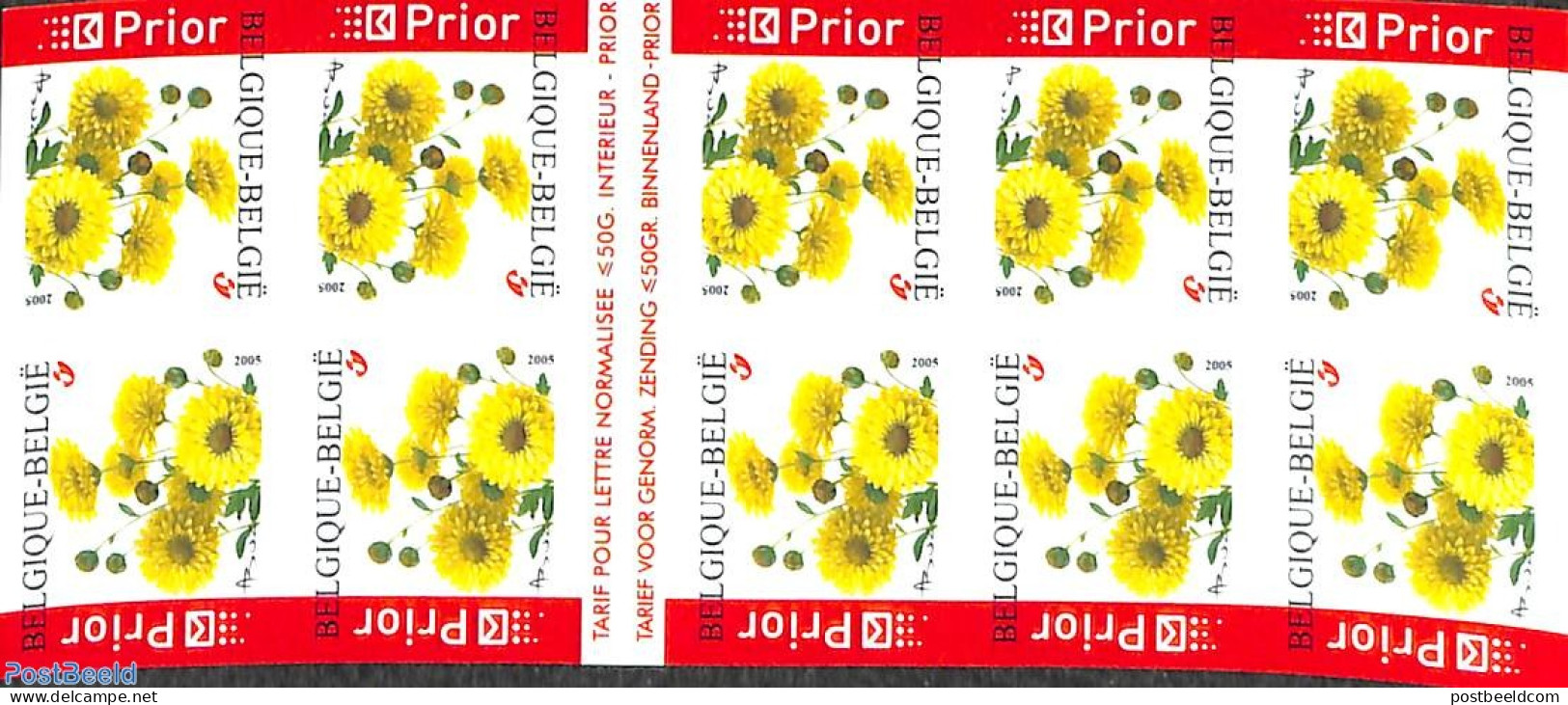 Belgium 2005 Flowers Booklet Pane, Imperforated, Mint NH, Nature - Flowers & Plants - Ungebraucht