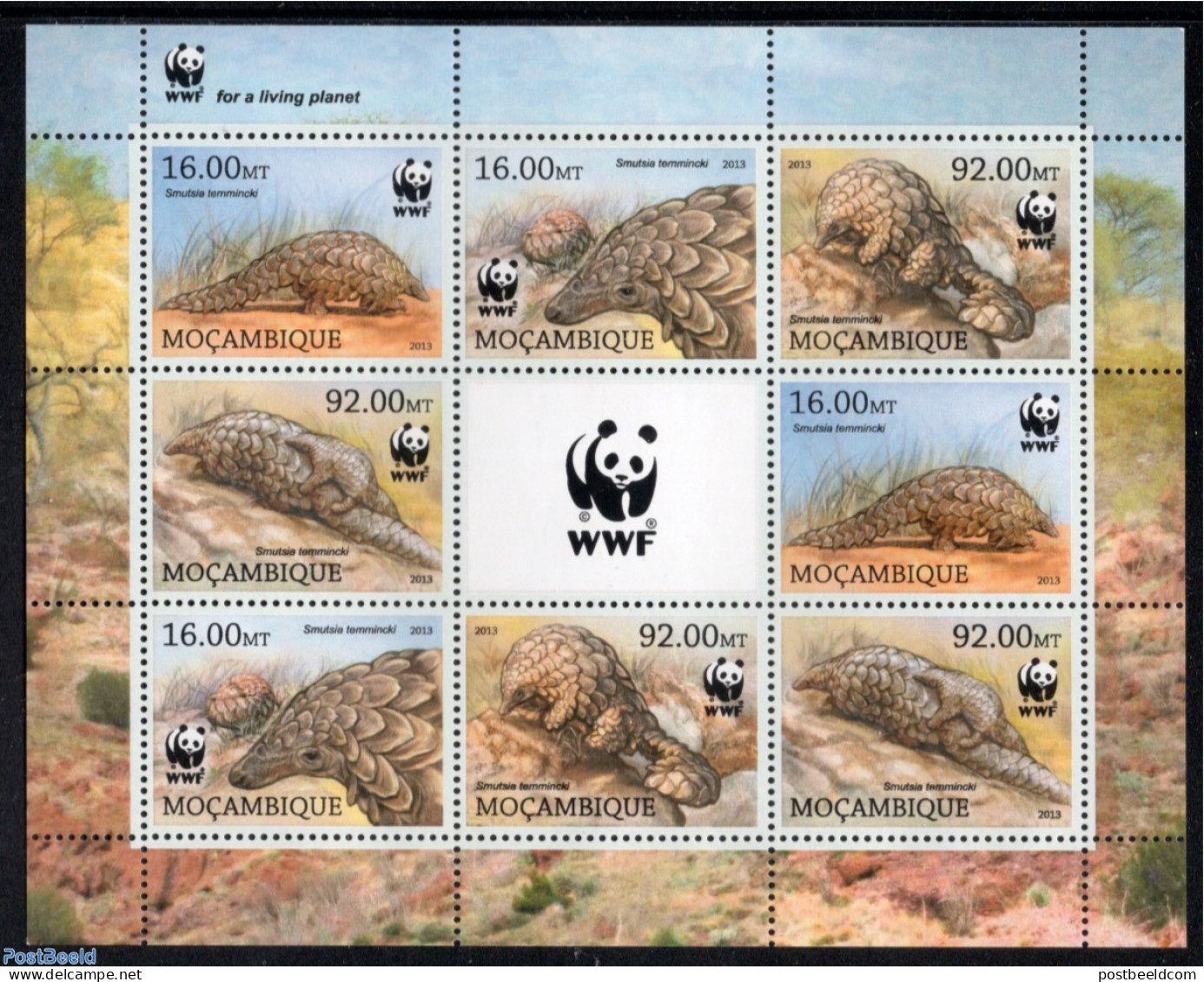 Mozambique 2013 WWF Pangolin 8v M/s, Mint NH, Nature - Animals (others & Mixed) - World Wildlife Fund (WWF) - Wild Ani.. - Mosambik