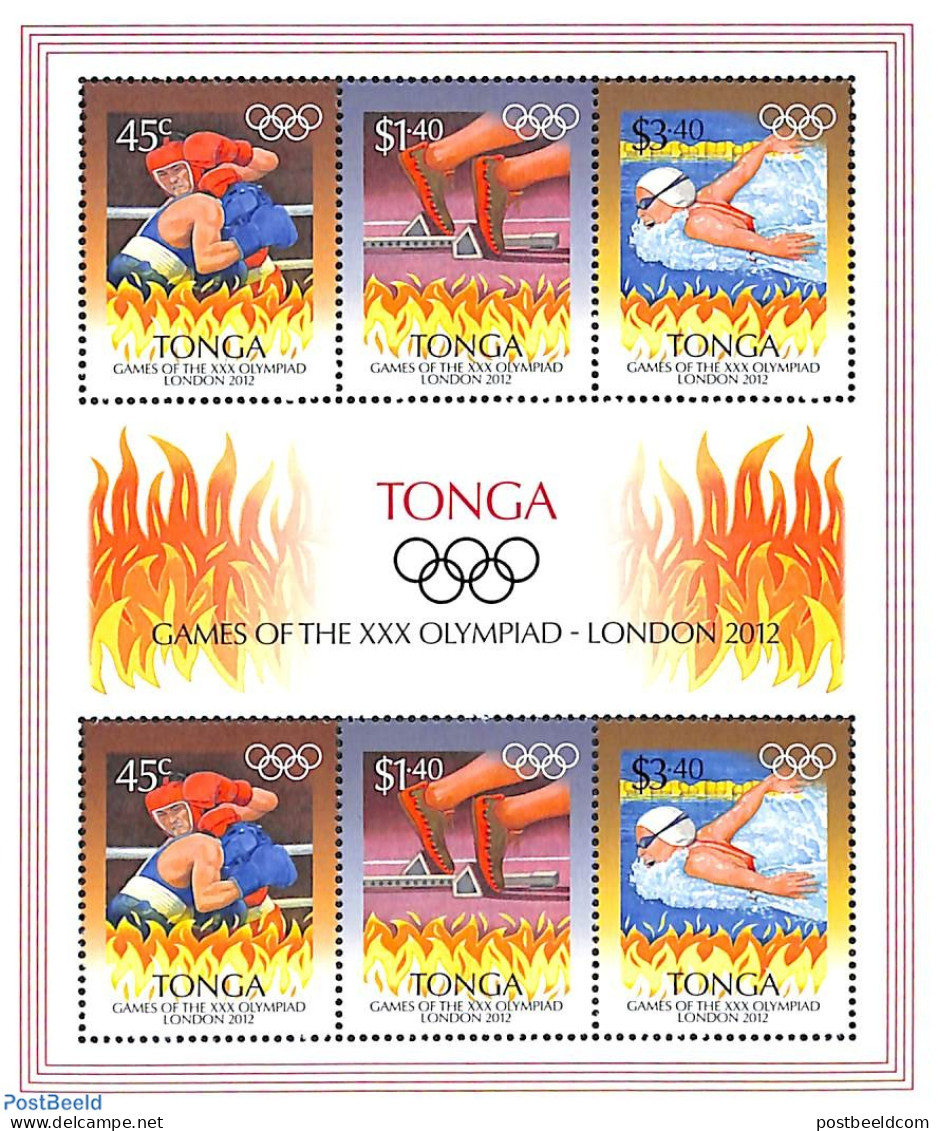 Tonga 2012 Olympic Games M/s, Mint NH, Sport - Boxing - Olympic Games - Swimming - Boxing