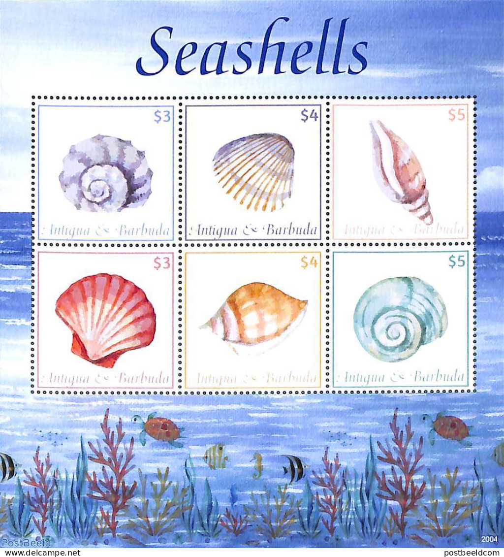 Antigua & Barbuda 2020 Seashells 6v M/s, Mint NH, Nature - Shells & Crustaceans - Maritiem Leven