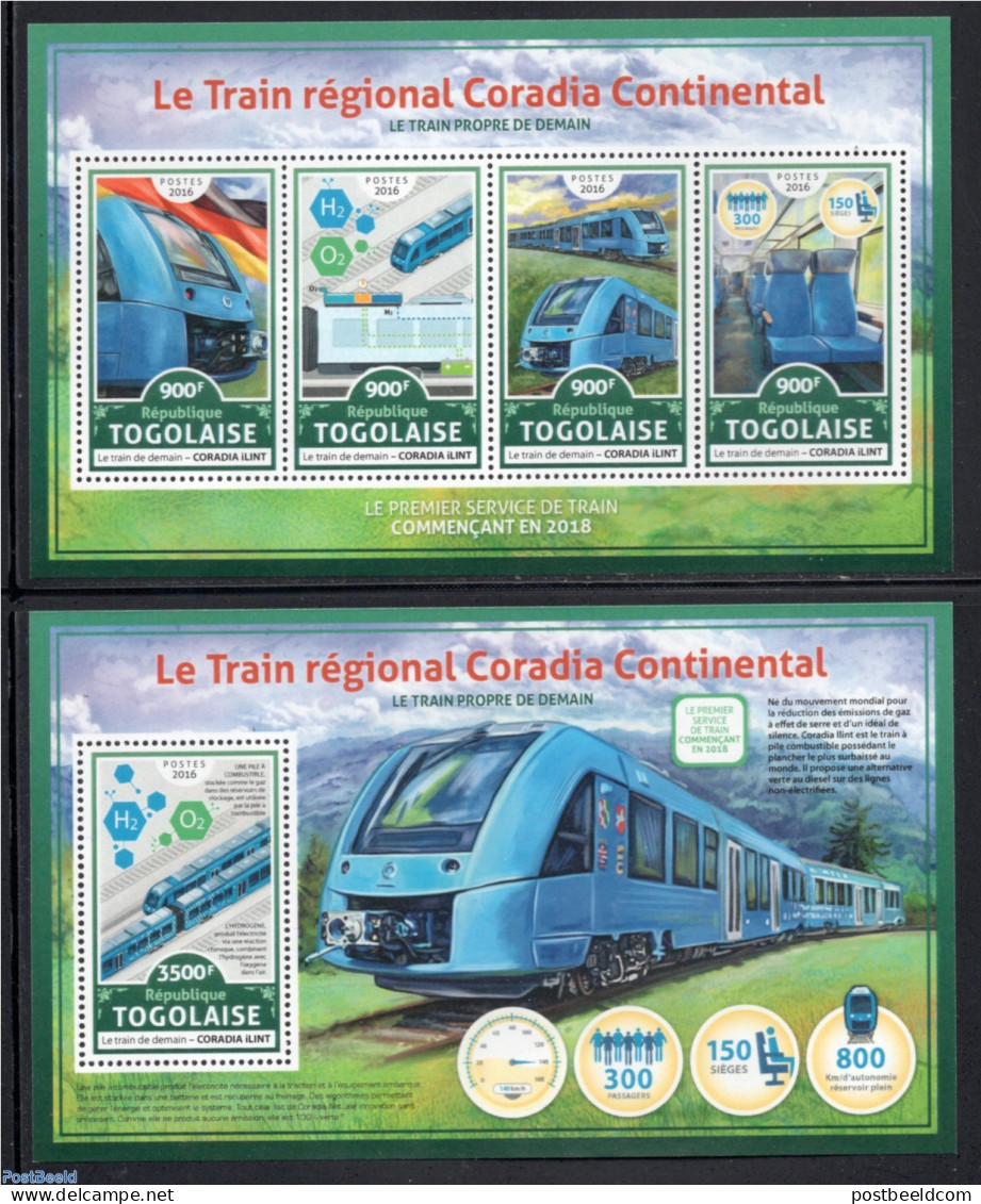 Togo 2016 Railways 2 S/s, Mint NH, Transport - Railways - Trains