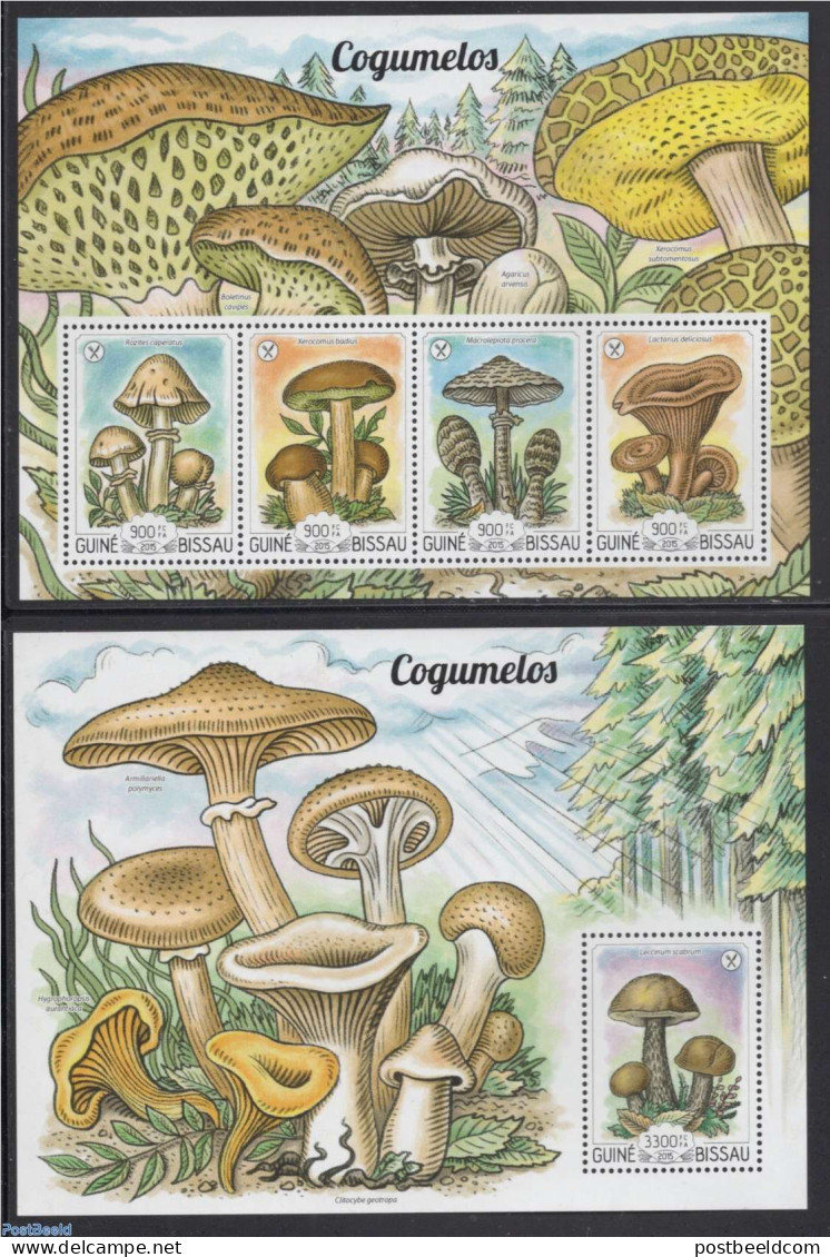 Guinea Bissau 2015 Mushrooms 2 S/s, Mint NH, Nature - Mushrooms - Hongos