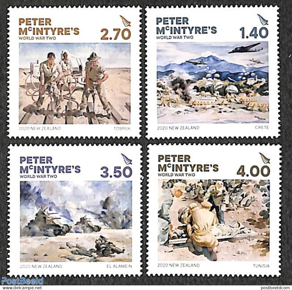New Zealand 2020 Peter McIntyre Paintings 4v, Mint NH, History - Sport - Transport - World War II - Parachuting - Airc.. - Unused Stamps