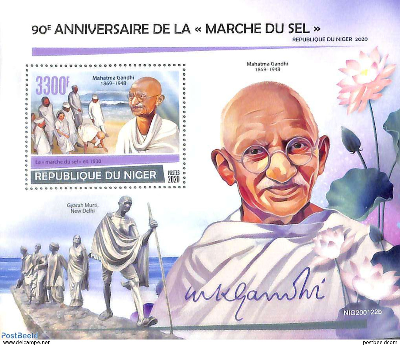 Niger 2020 Gandhi S/s, Mint NH, History - Gandhi - Mahatma Gandhi
