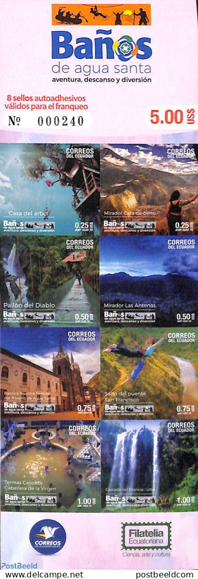 Ecuador 2019 Baños 8v S-a In Foil Booklet, Mint NH, Nature - Various - Water, Dams & Falls - Stamp Booklets - Tourism - Unclassified
