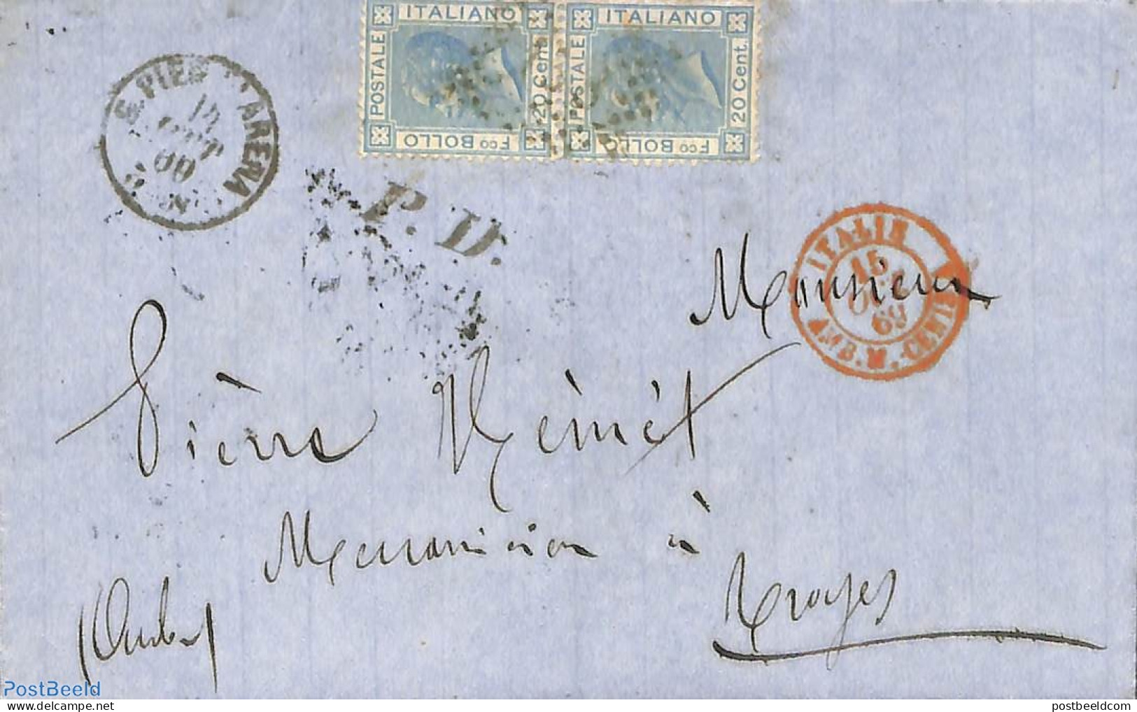 Italy 1869 Folding Cover, Postal History - Autres & Non Classés