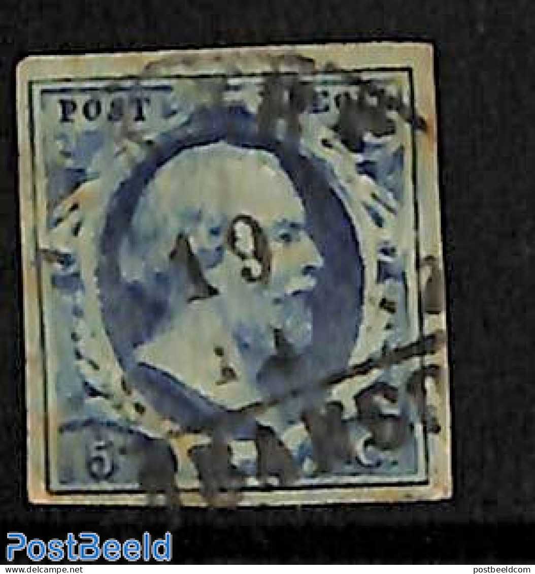 Netherlands 1852 5c, Used, Halfrond B, Used Stamps - Gebraucht