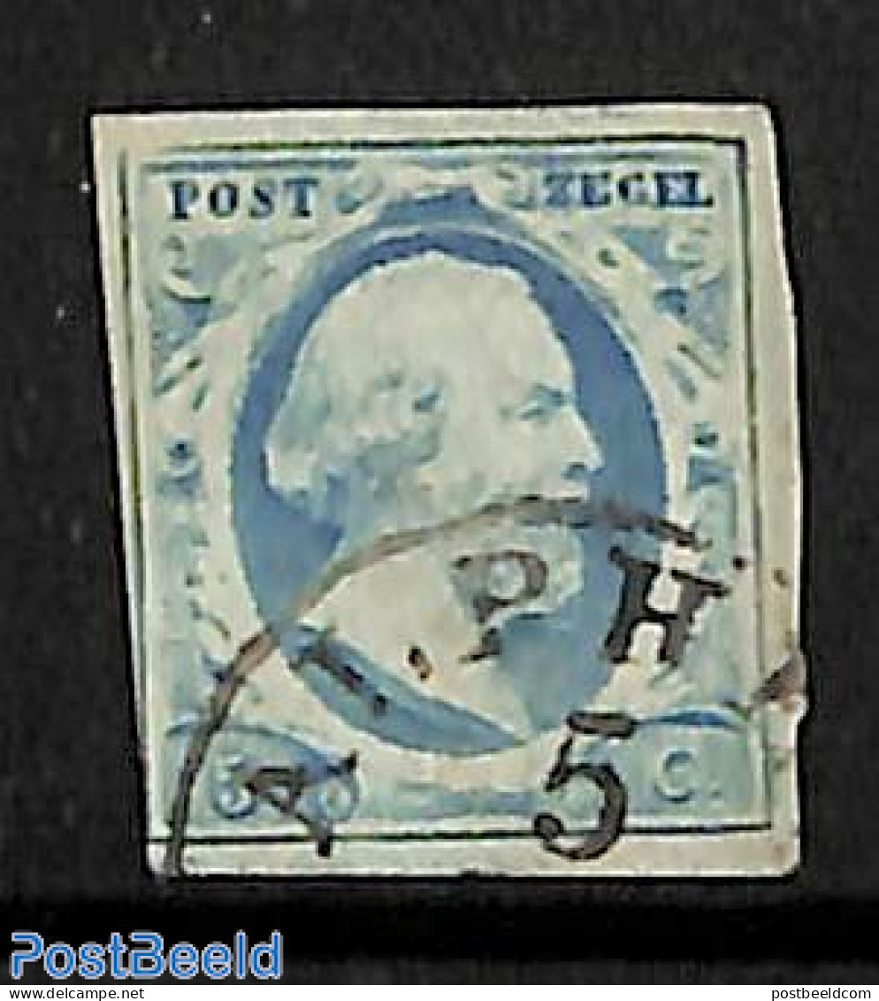 Netherlands 1852 5c, Used, ALPEN-A, Used Stamps - Gebruikt