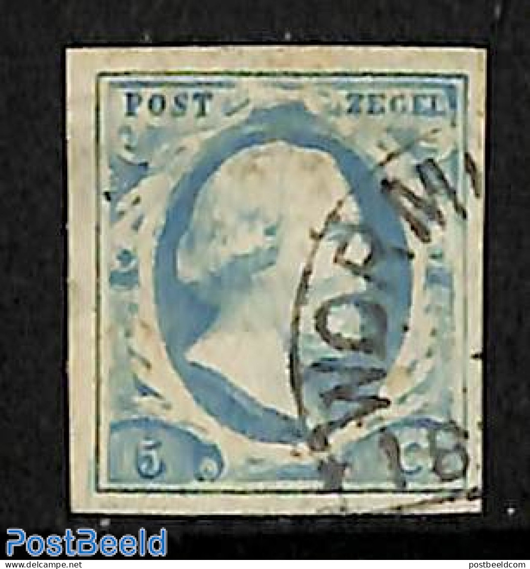 Netherlands 1852 5c, Used, WOMERVEER-C, Used Stamps - Gebruikt