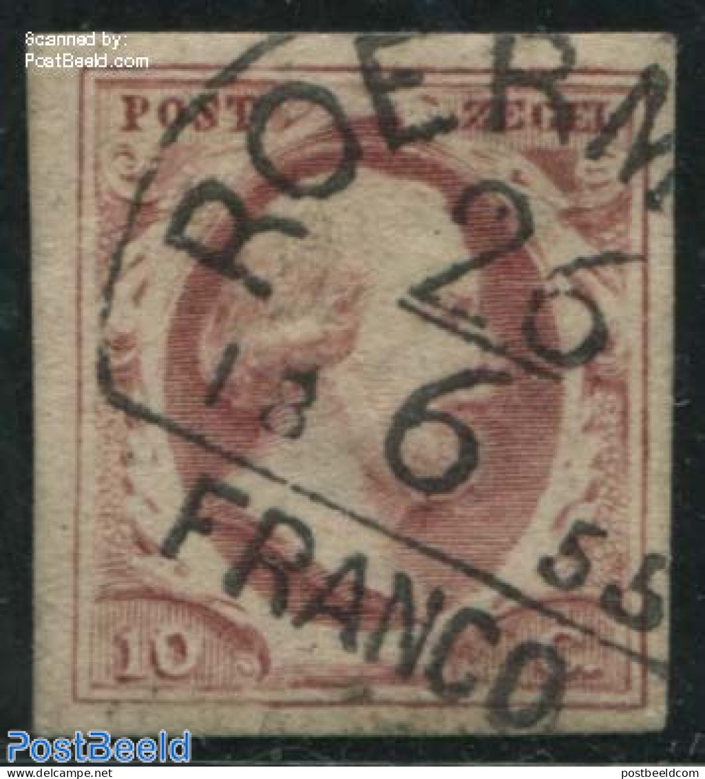 Netherlands 1852 10c, Used, ROERMOND-C, Used Stamps - Gebruikt