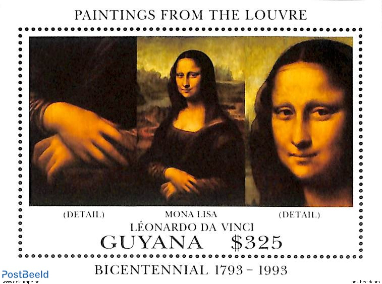 Guyana 1993 Mona Lisa S/s, Mint NH, Art - Leonardo Da Vinci - Paintings - Guyana (1966-...)