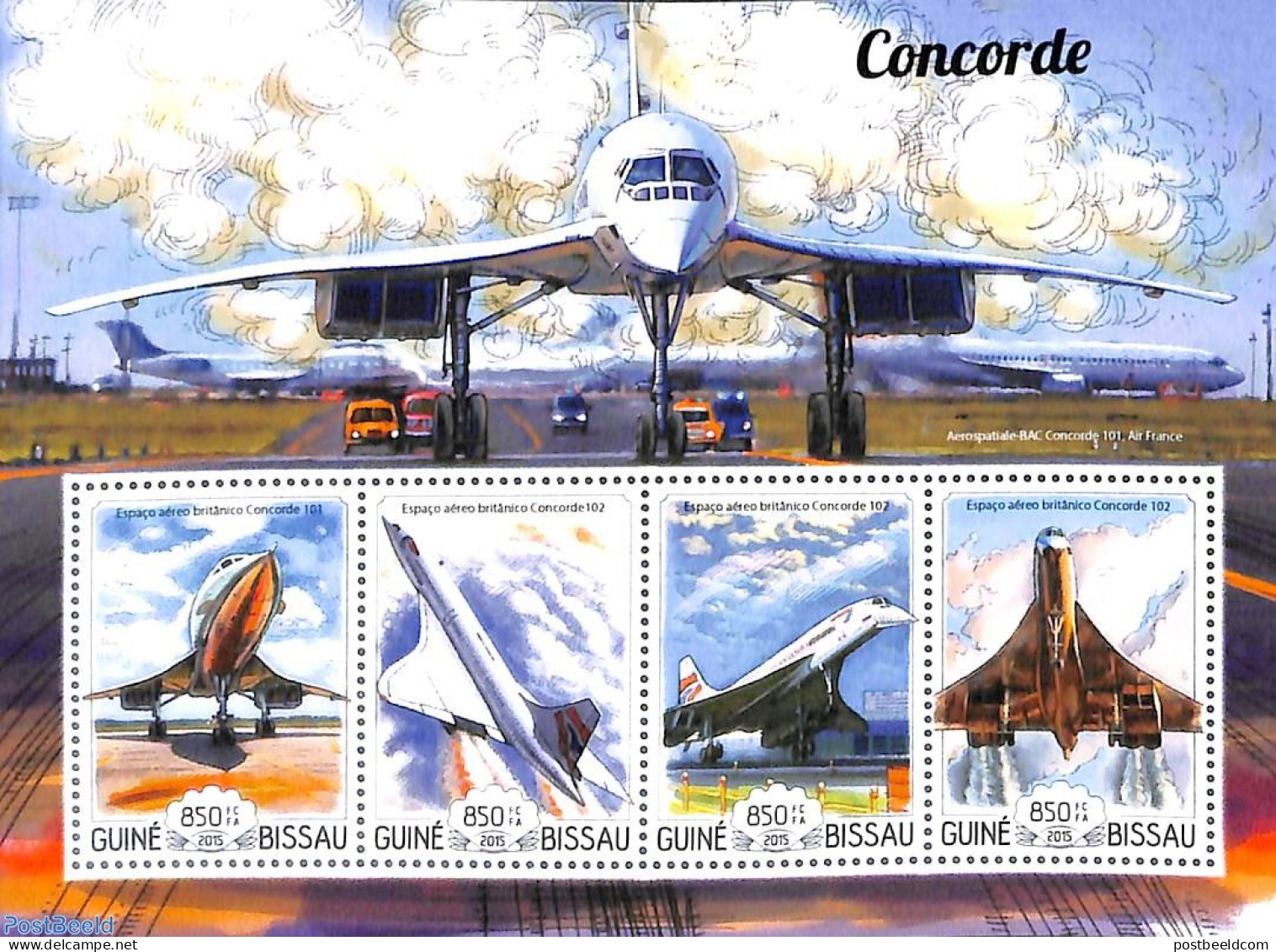 Guinea Bissau 2015 Concorde 4v M/s, Mint NH, Transport - Concorde - Aircraft & Aviation - Concorde