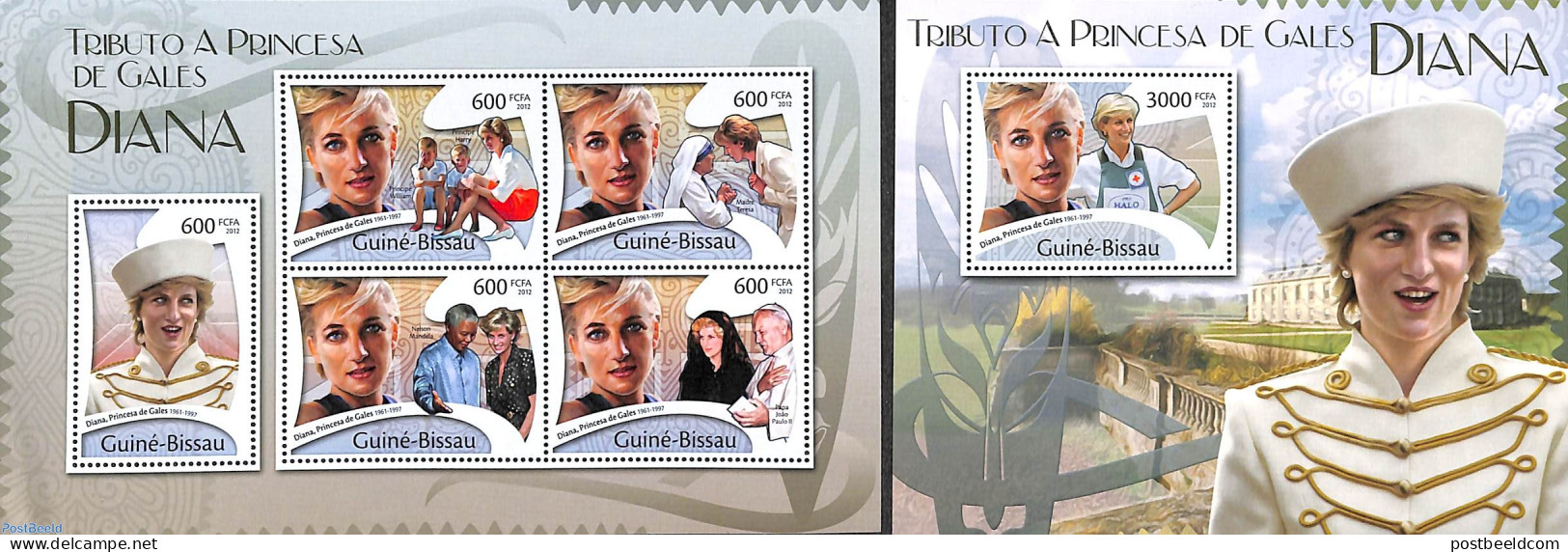 Guinea Bissau 2012 Princess Diana 2 S/s, Mint NH, History - Charles & Diana - Kings & Queens (Royalty) - Royalties, Royals