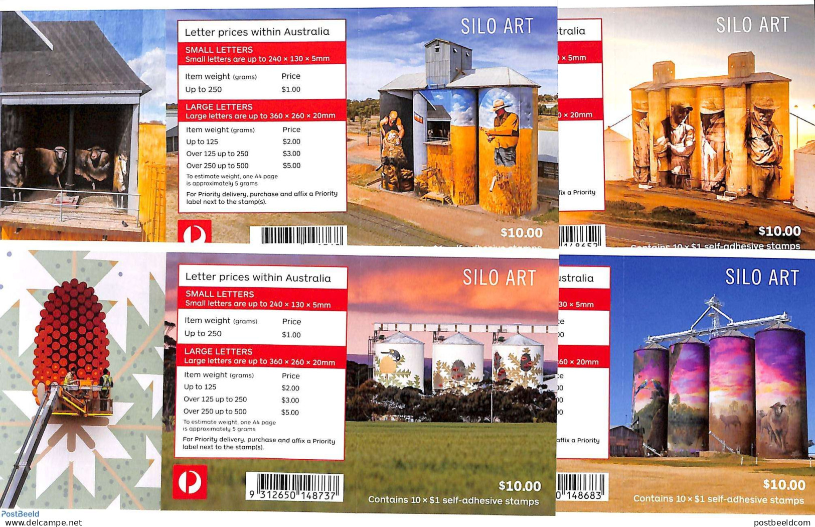 Australia 2018 Silo Art, 4 Booklets S-a, Mint NH, Stamp Booklets - Ongebruikt