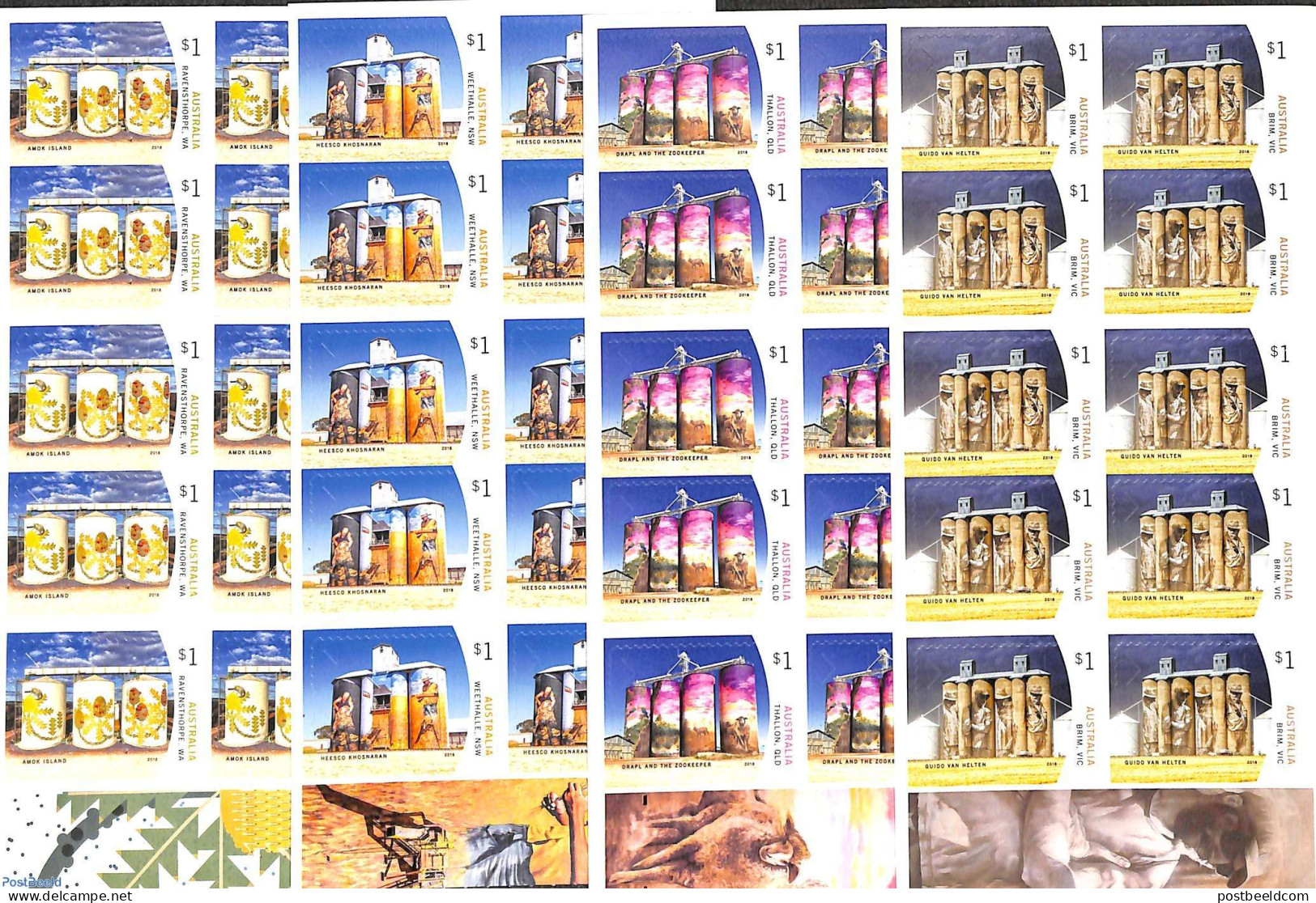 Australia 2018 Silo Art, 4 Booklets S-a, Mint NH, Stamp Booklets - Nuovi