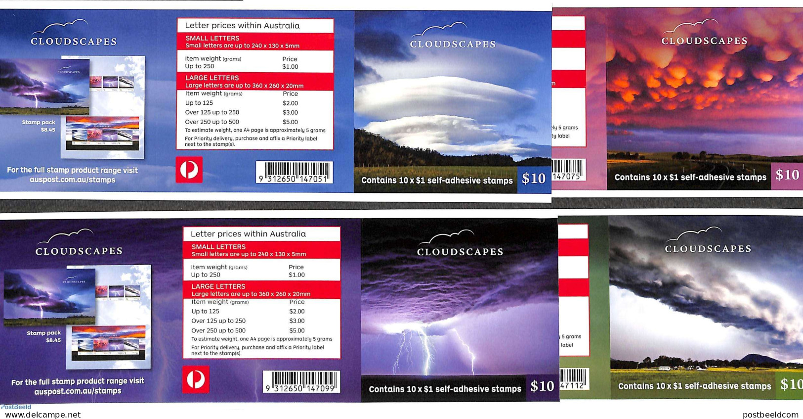 Australia 2018 Cloudscapes 4 Foil Booklets, Mint NH, Science - Meteorology - Stamp Booklets - Neufs