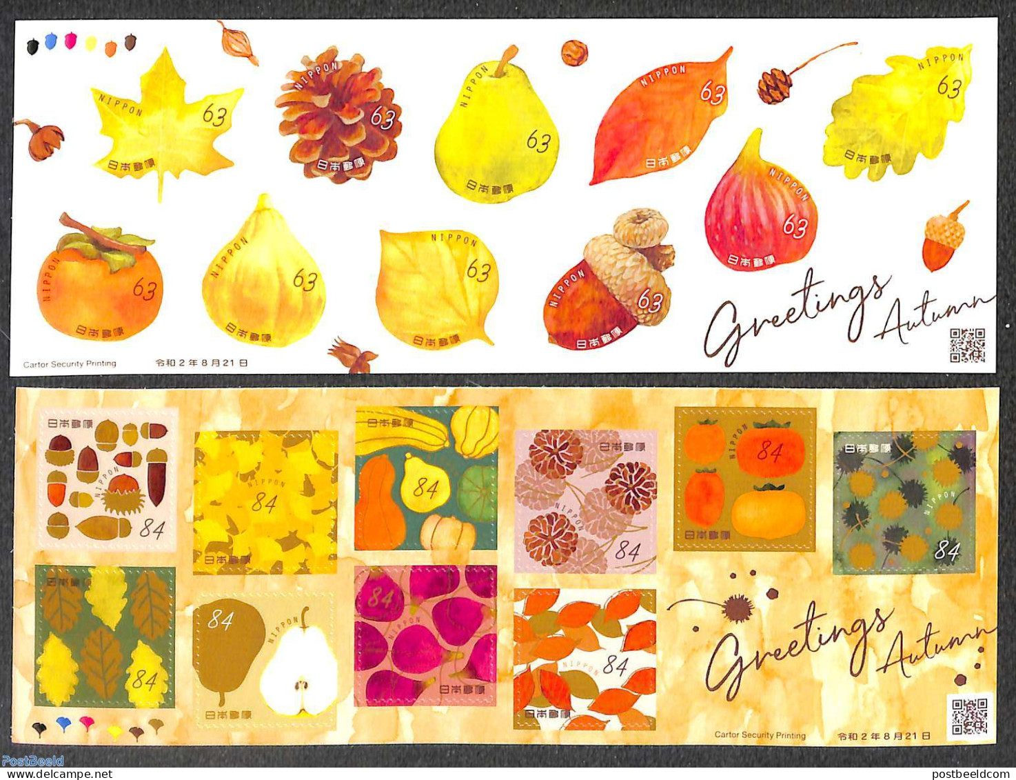 Japan 2020 Autumn Greetings 20v (2 M/s) S-a, Mint NH - Unused Stamps