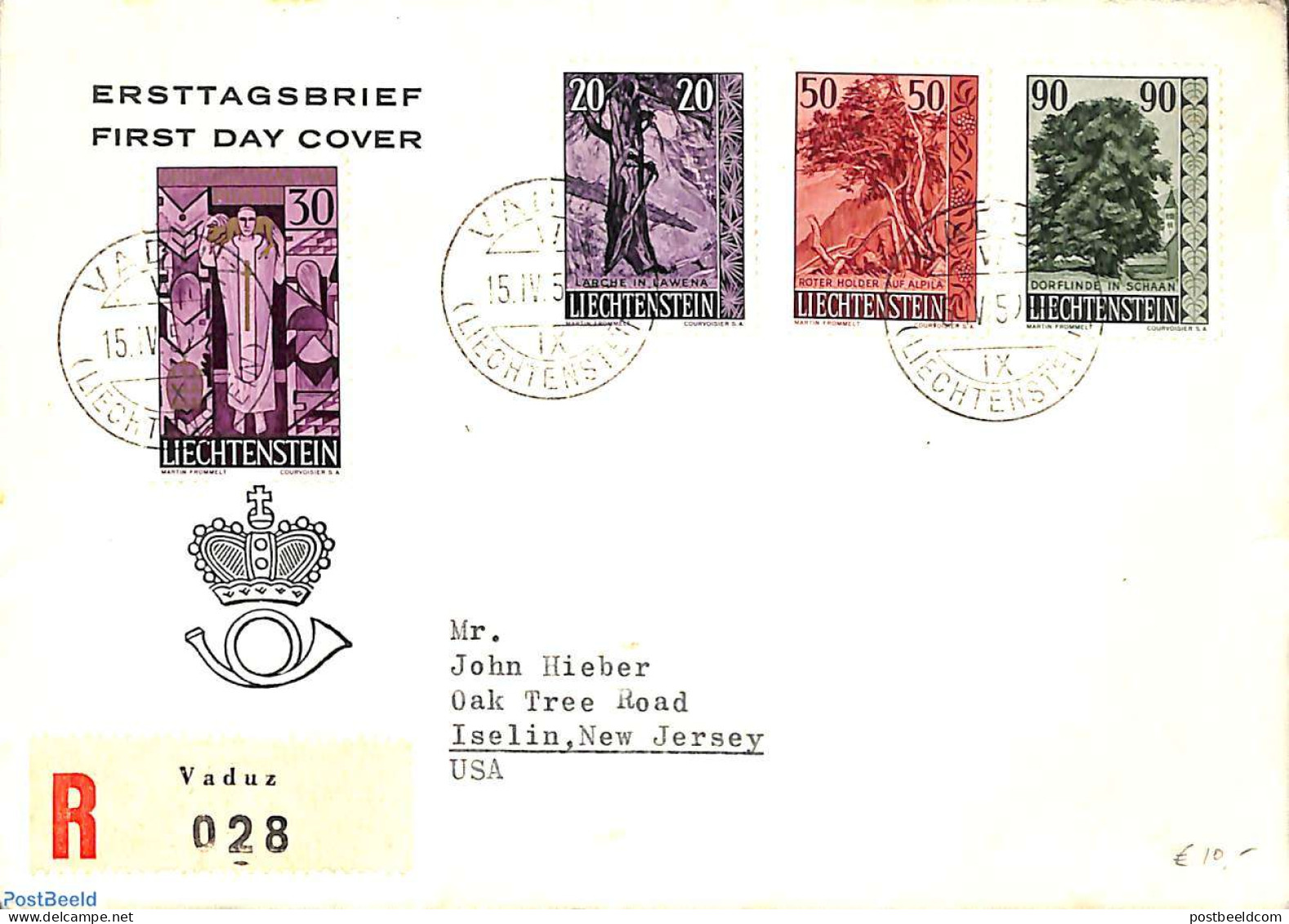 Liechtenstein 1959 Trees 3v, FDC, First Day Cover, Nature - Trees & Forests - Briefe U. Dokumente
