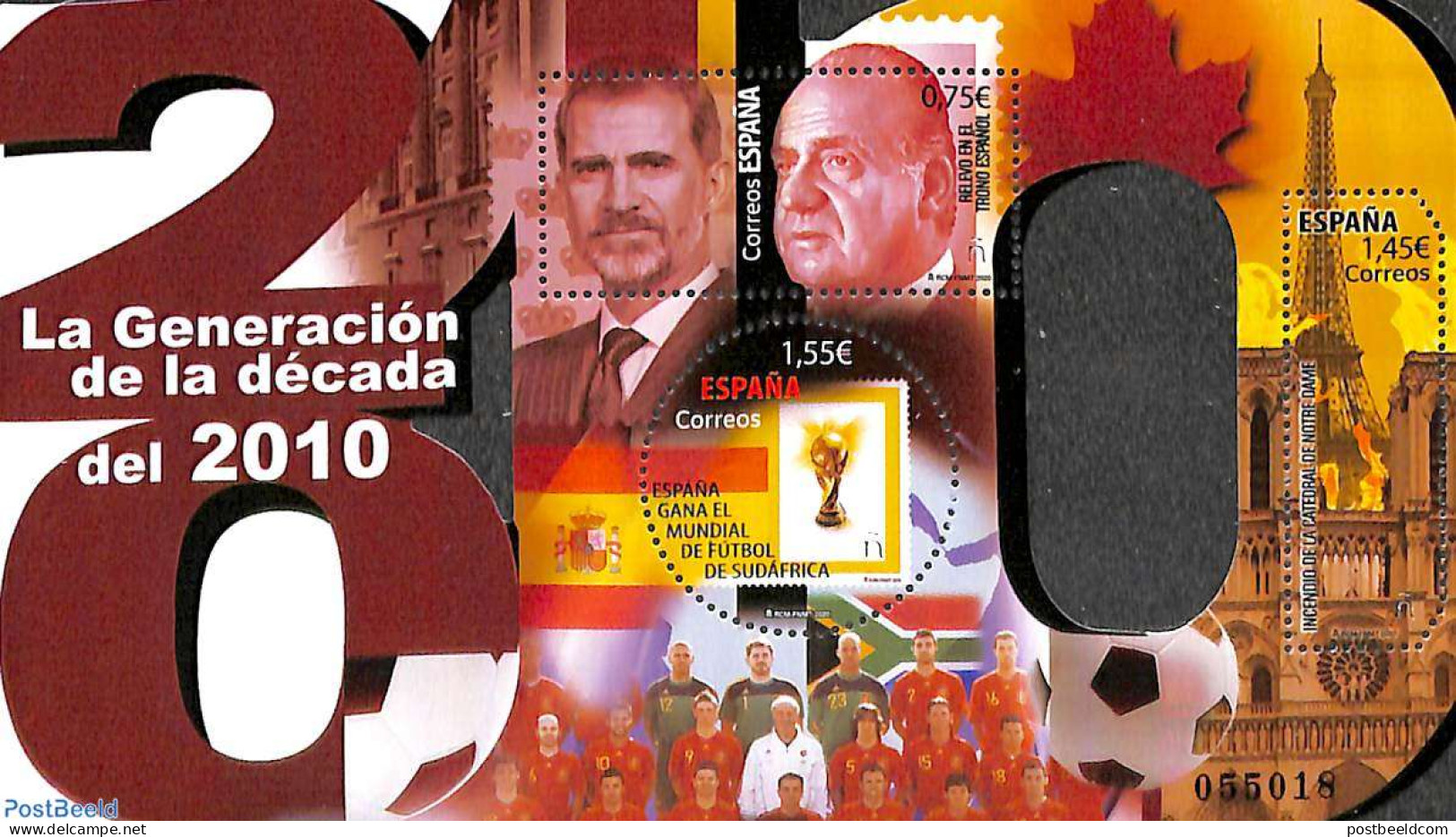 Spain 2020 The 2010 Generation S/s, Mint NH, History - Sport - Kings & Queens (Royalty) - Football - Neufs