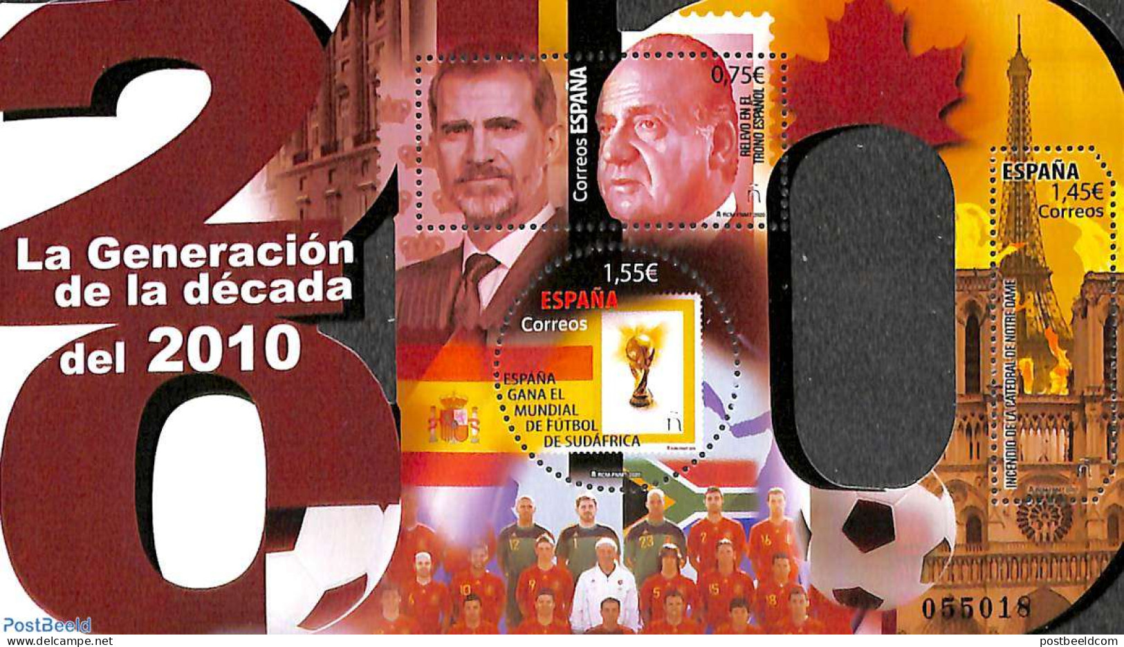 Spain 2020 The 2010 Generation S/s, Mint NH, History - Sport - Kings & Queens (Royalty) - Football - Ongebruikt