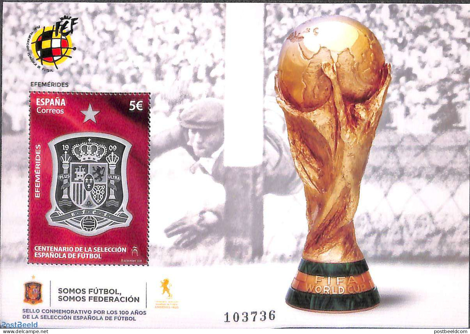 Spain 2020 Football Federation S/s, Mint NH, History - Sport - Coat Of Arms - Football - Unused Stamps
