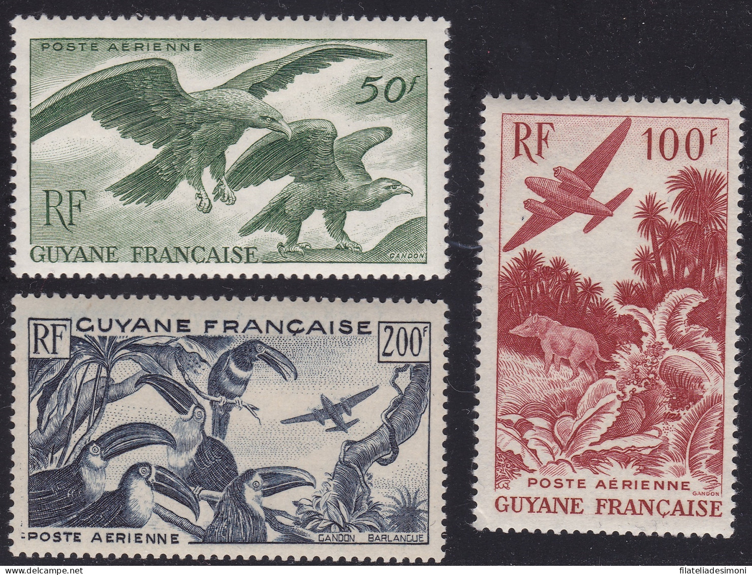 1947 GUYANE FRANCAISE - Yvert PA N. 35/37 Fauna MNH/** - Other & Unclassified