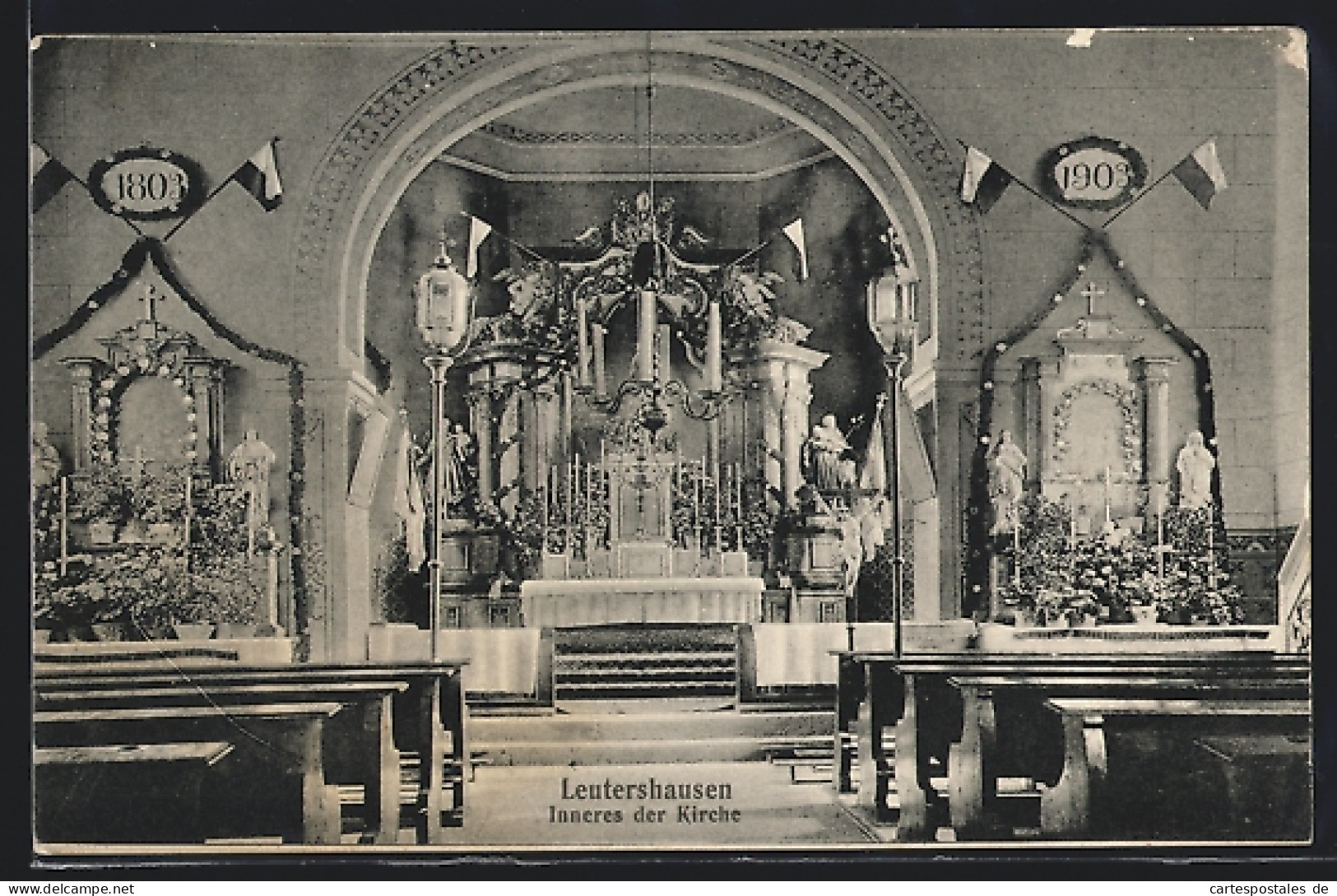 AK Leutershausen / Mfr., Inneres Der Kirche, Mit Altar  - Otros & Sin Clasificación