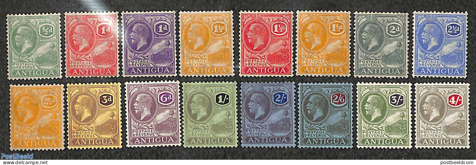 Antigua & Barbuda 1921 Definitives 16v, Unused (hinged) - Antigua Y Barbuda (1981-...)