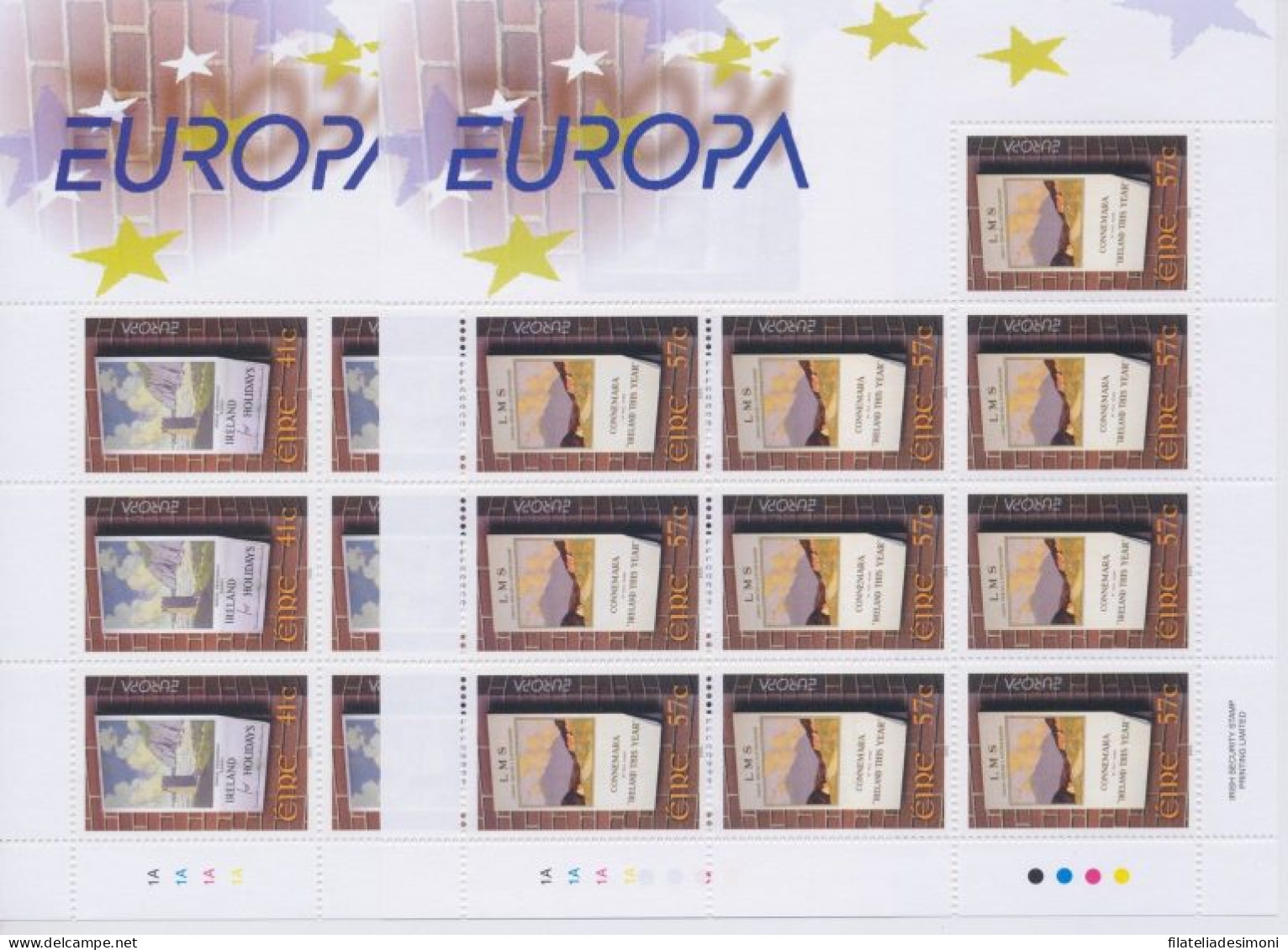 2003 EUROPA CEPT Irlanda N. 2 Minifogli. "Arte Manifesti" MNH** - Andere & Zonder Classificatie