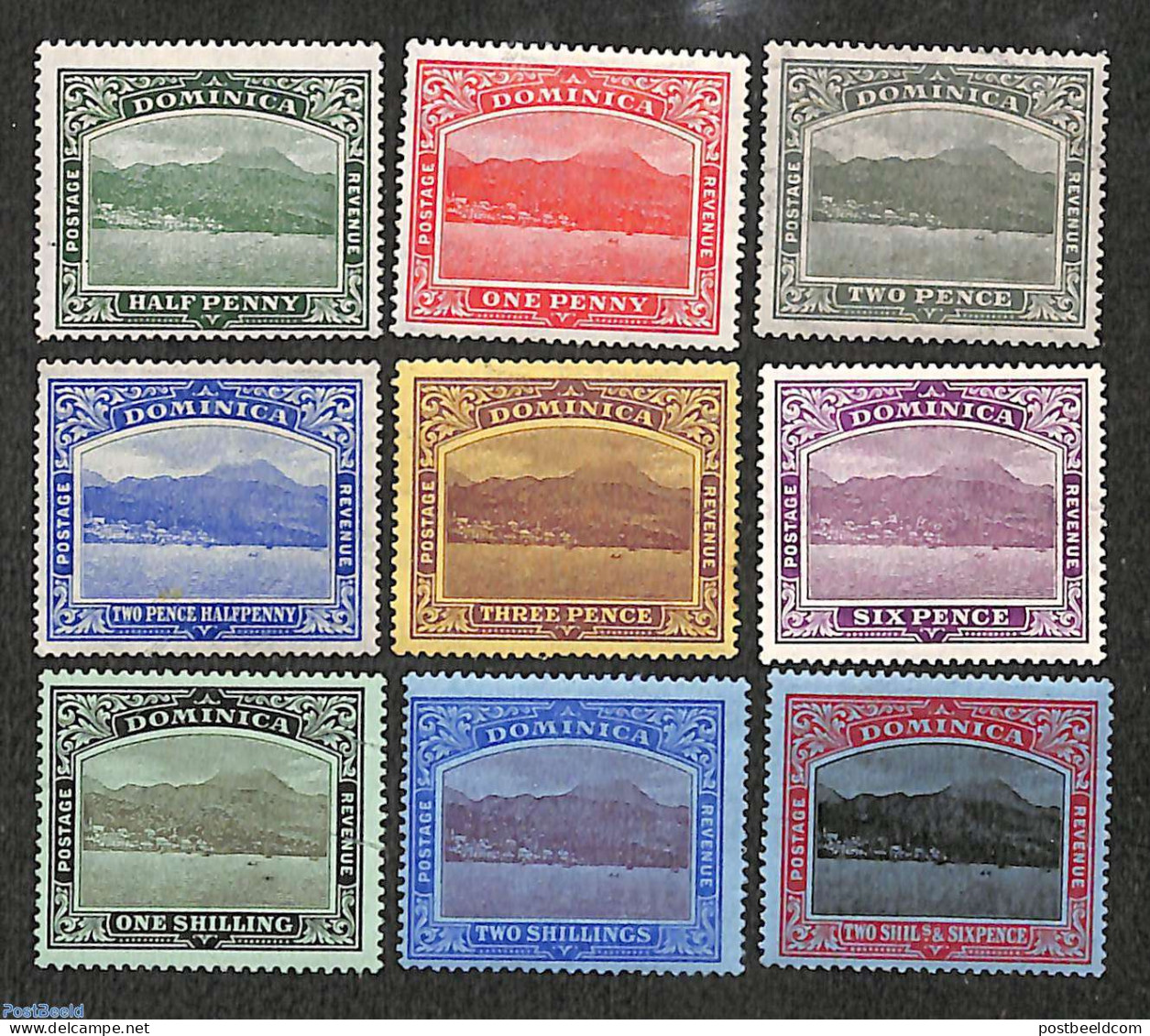 Dominica 1908 Definitives 9v, Unused (hinged) - República Dominicana