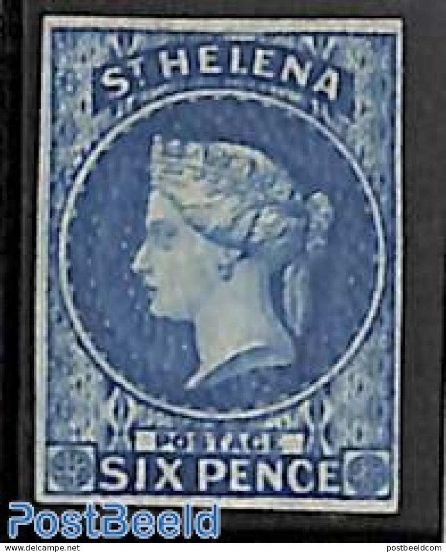 Saint Helena 1856 6d, Queen Victoria ,WM Star, Imperforated, Unused (hinged) - Saint Helena Island